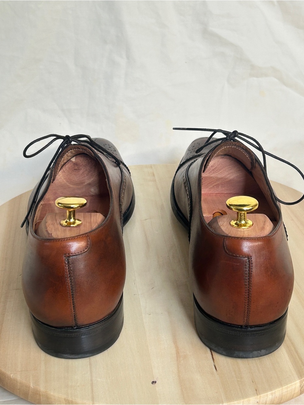 Silvano Sassetti Brown Leather Cap Toe Brogue Oxford Dress Shoes US 11.5 - Picture 4 of 11